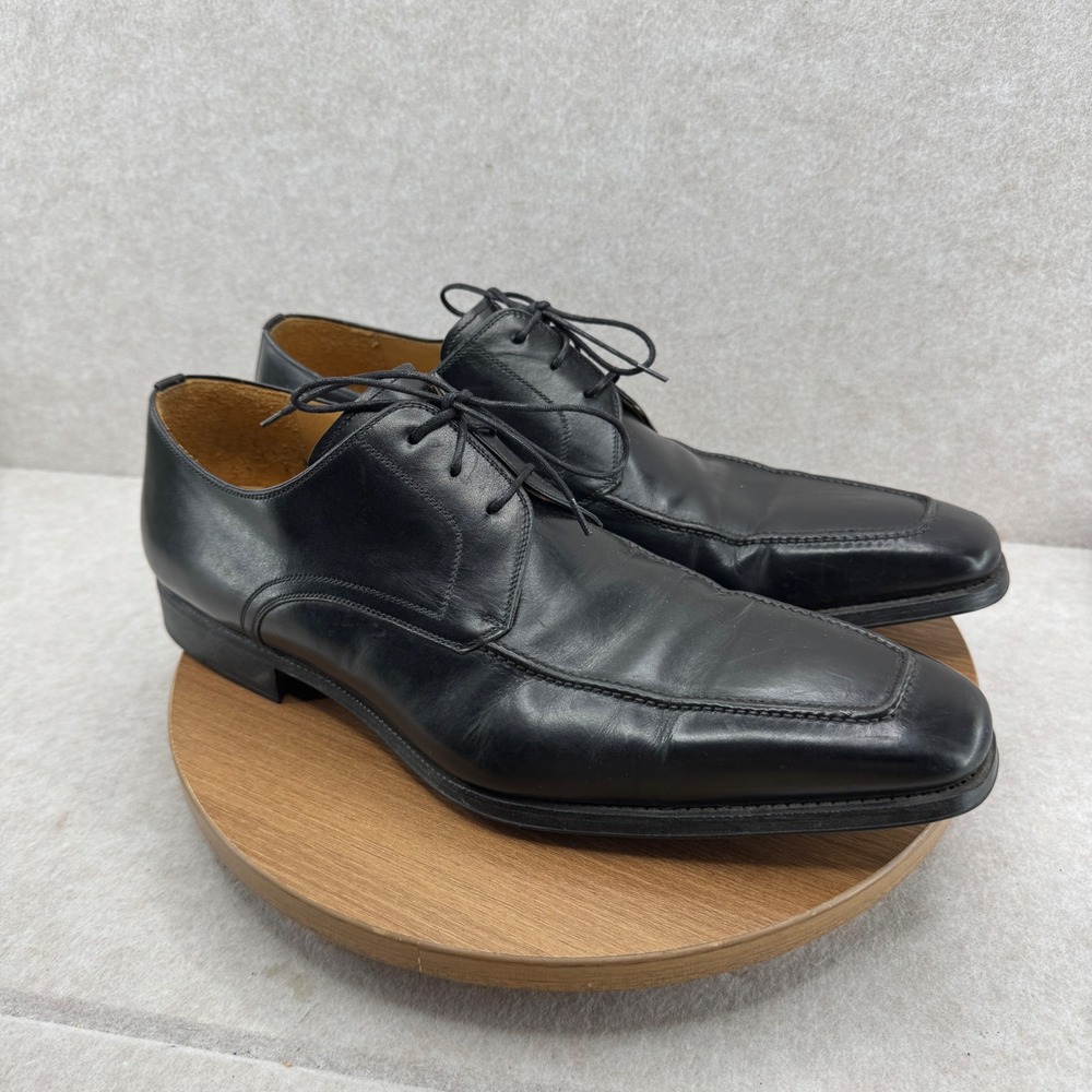 Magnanni Black Leather Derby Dress Shoes 12 M Square Toe Classic Professional
